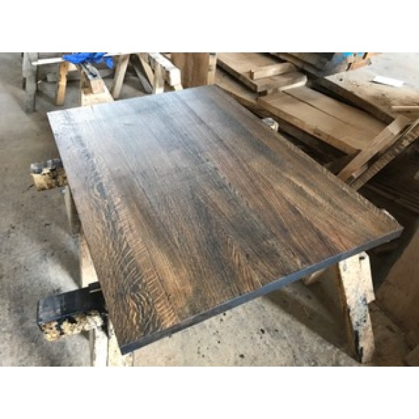 Eiche, Tischplatte, verleimt, Altholz-Stil, BLACK, 120x80x4cm, gerade Kanten